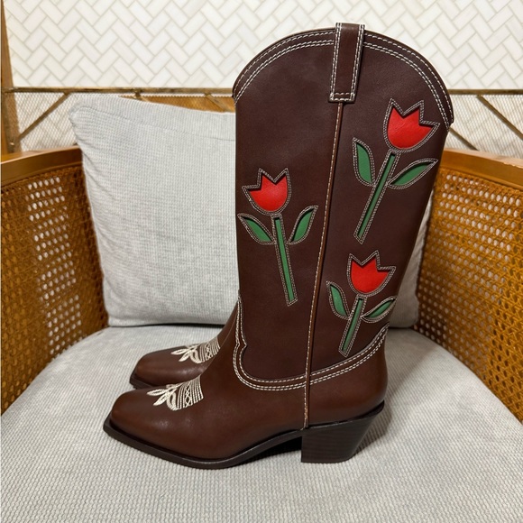 Loeffler Randall Wilder Espresso Leather Tulip Boot - Picture 8 of 11